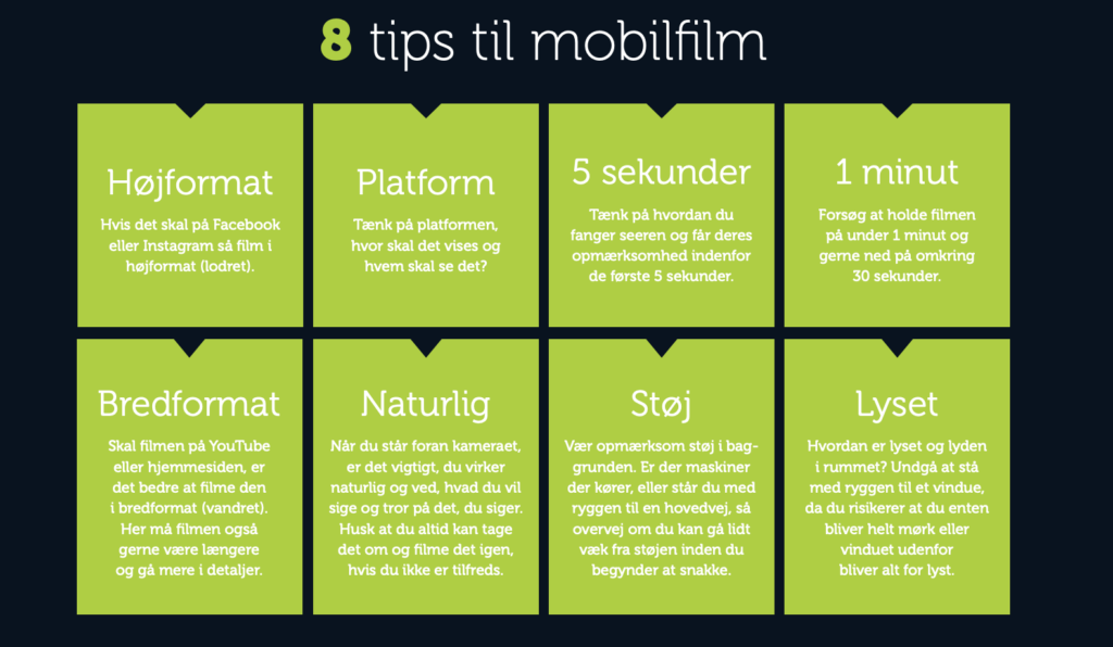 8 tips til mobilfilm, Bizz Up
